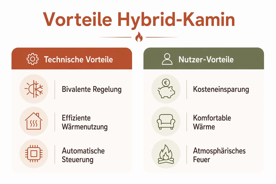 Übersicht: Technische Highlights und Anwender-Vorteile moderner Hybrid-Kamine auf einen Blick