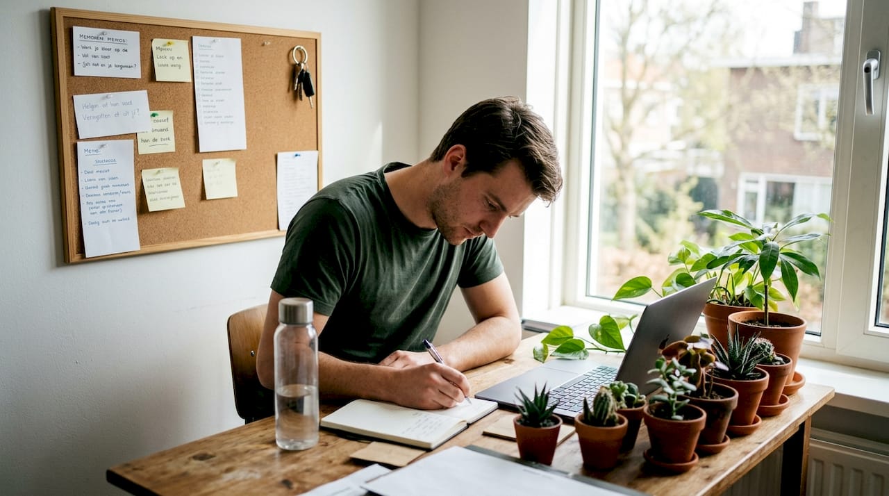 Een werkplek vol luchtzuiverende planten