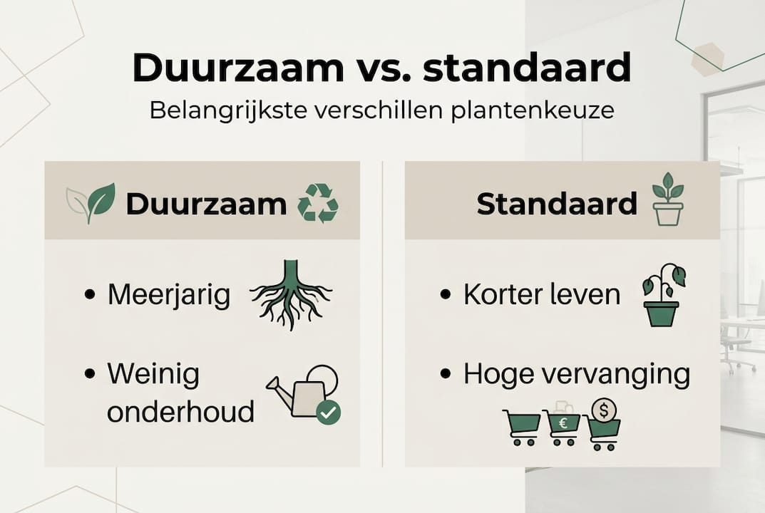 Infographic: Duurzame kamerplanten versus traditionele kamerplanten