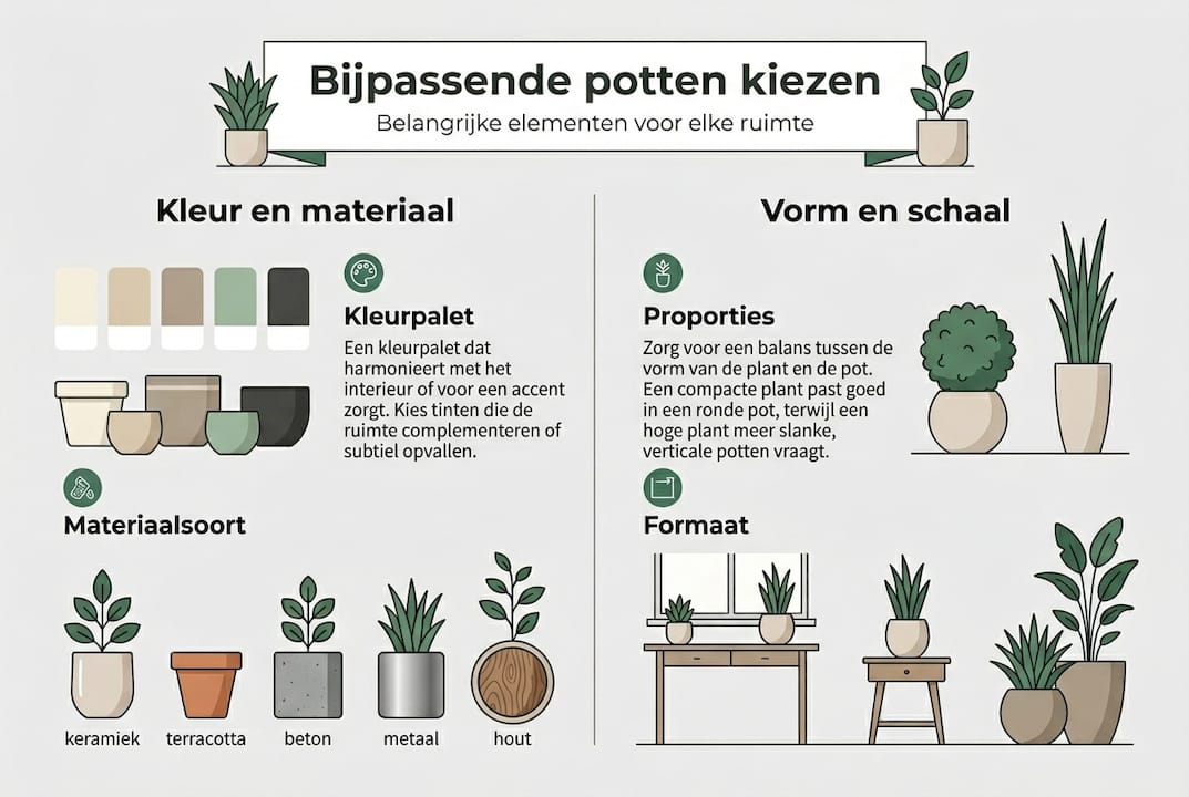 Overzichtelijke infographic met handige tips voor het kiezen van de juiste bloempot