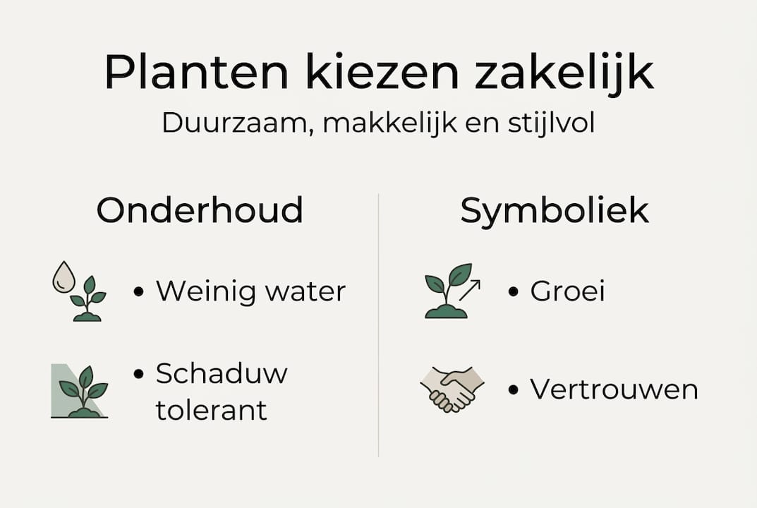 Infographic: zo kies je planten – met oog voor duurzaamheid, onderhoud en hun symbolische waarde