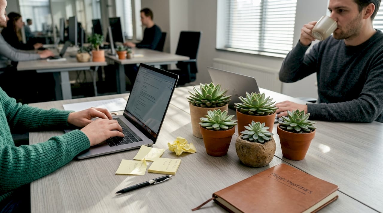 Een groepje Echeveria’s op je bureau zorgt meteen voor een frisse en gezellige sfeer op kantoor.