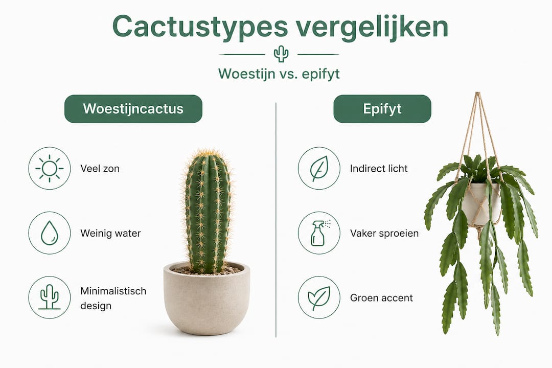 Infographic: vergelijking tussen woestijncactussen en epifyten