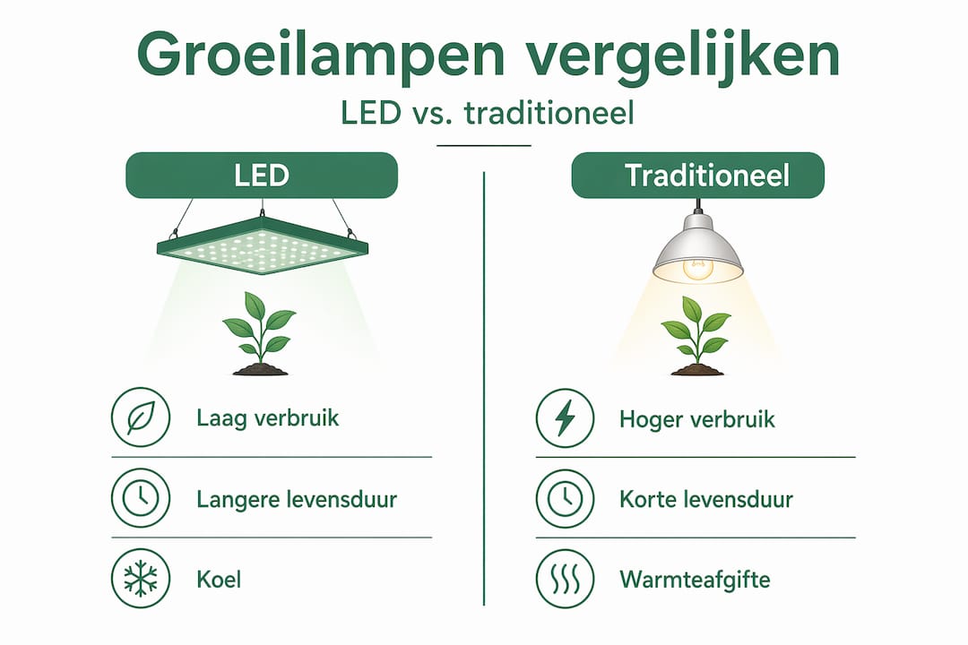 Infographic: LED-groeilampen versus traditionele groeilampen – welke kies je?