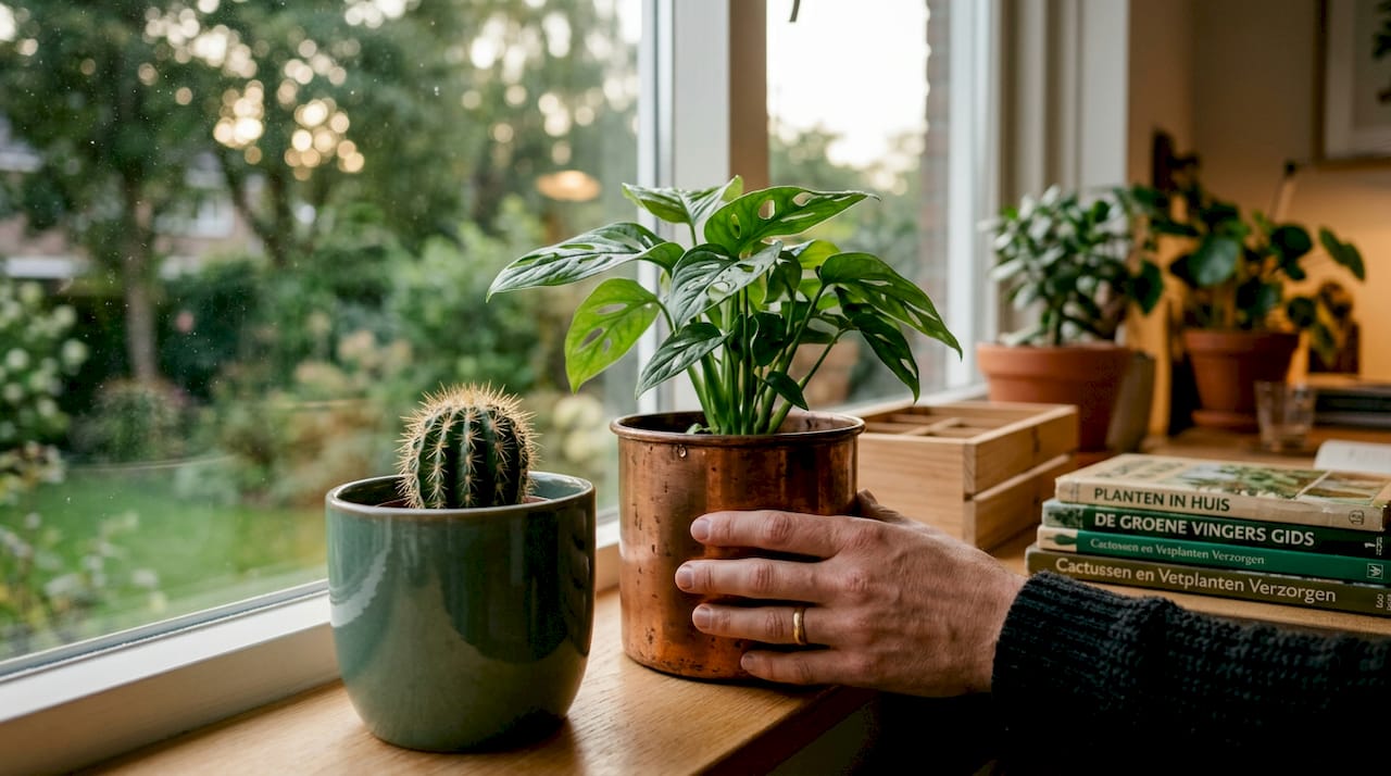 Planten in terracotta en plastic potten