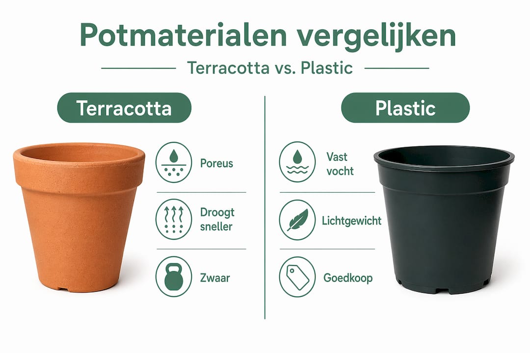 Infographic: de voor- en nadelen van terracotta versus plastic bloempotten