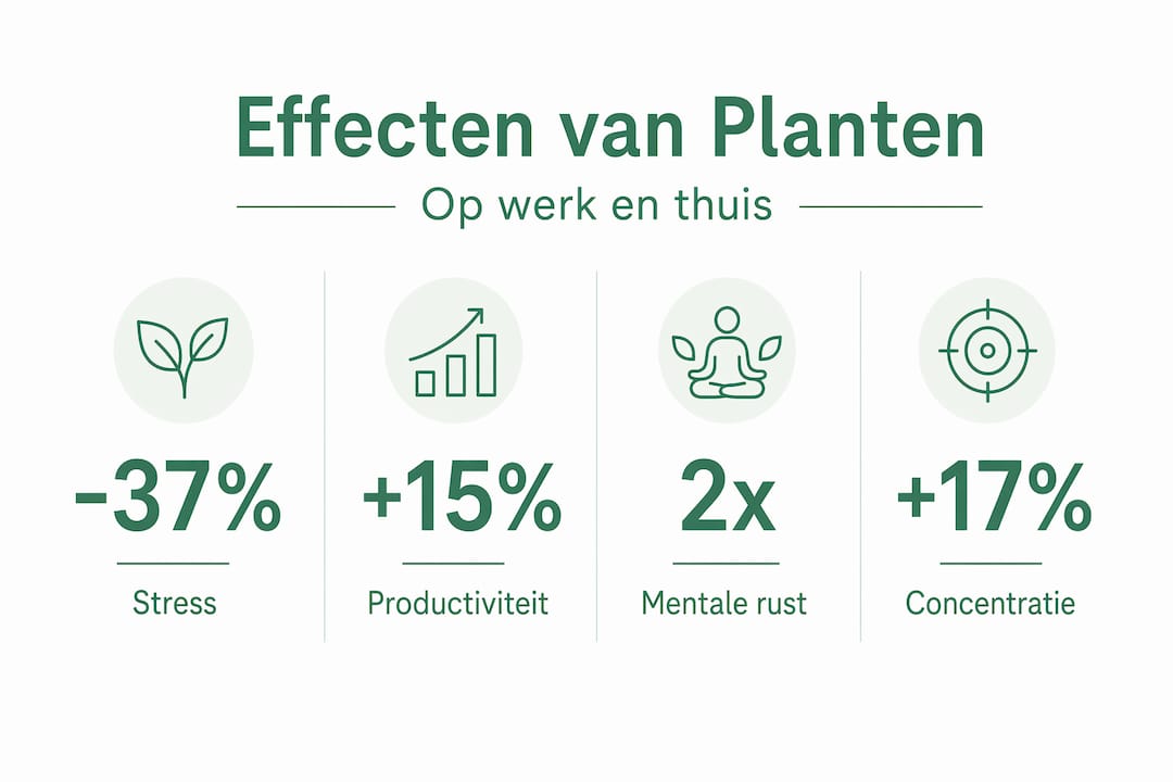 Overzichtelijke infographic met interessante feiten over planten en hun positieve invloed op ons welzijn