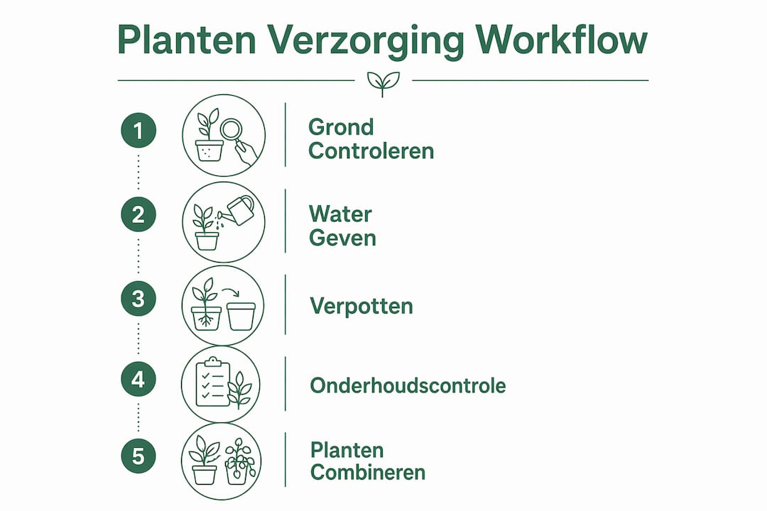 Infographic met de stappen voor een goede plantenverzorging
