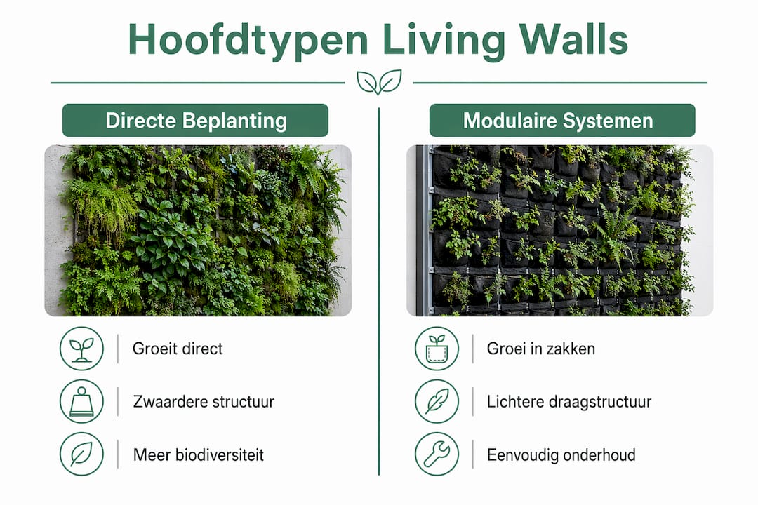 Overzicht van de belangrijkste soorten groene wanden