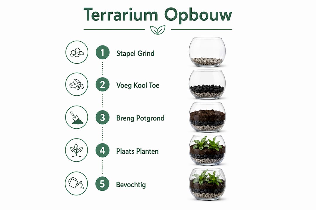 Infographic: stap-voor-stap een planten terrarium maken