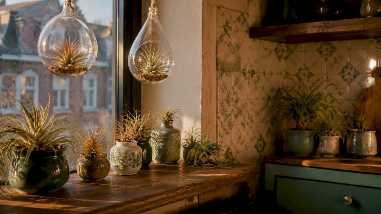 Verschillende soorten luchtplantjes als originele woondecoratie
