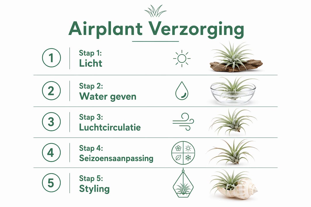 Infographic: zo verzorg je luchtplantjes stap voor stap