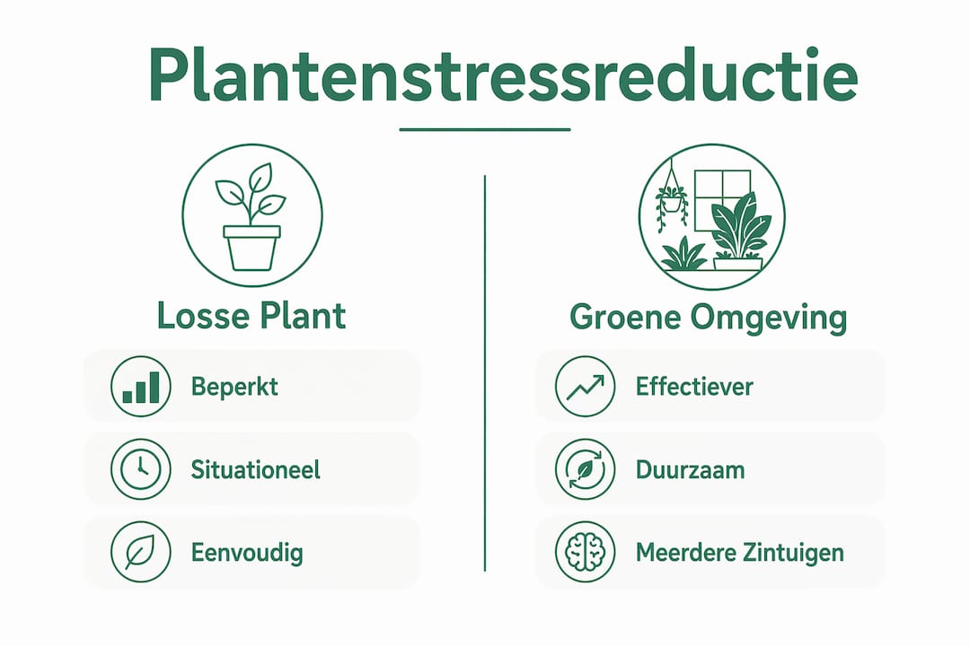 Infographic laat zien: werkt een enkele kamerplant net zo goed tegen stress als een groene buitenomgeving?