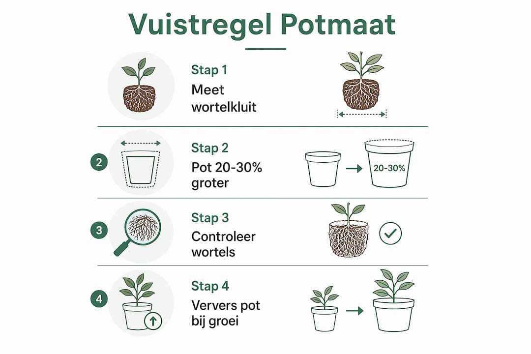 Stapsgewijze infographic: zo bepaal je de juiste potmaat