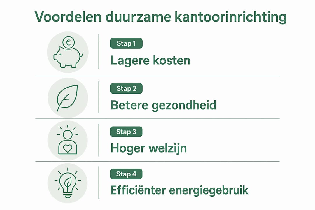 Infographic: de pluspunten van een duurzaam ingericht kantoor op een rij