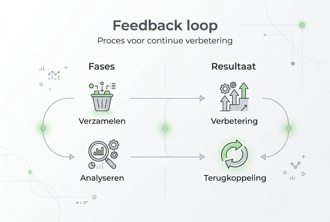 Infographic over de feedbackcyclus: een overzicht van de verschillende fasen en het terugkerende proces.