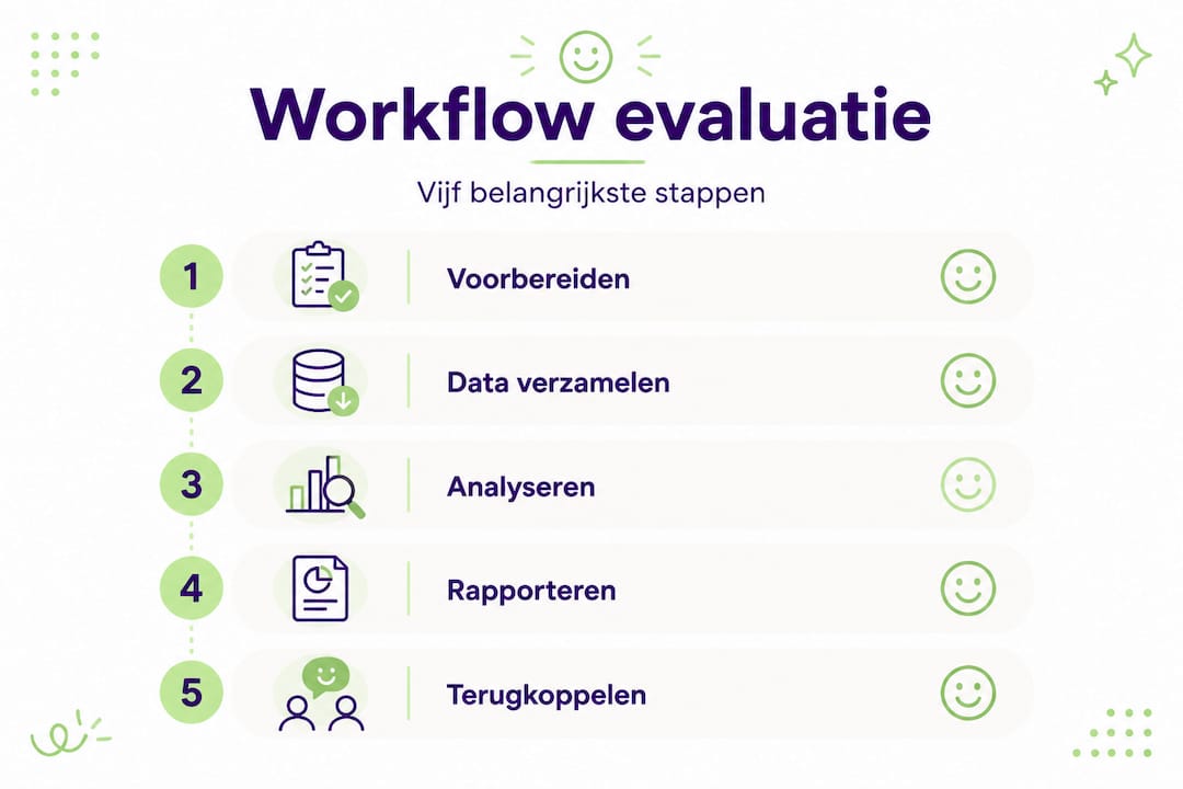 Infographic: stappenplan voor het evalueren van werkprocessen in de zorg