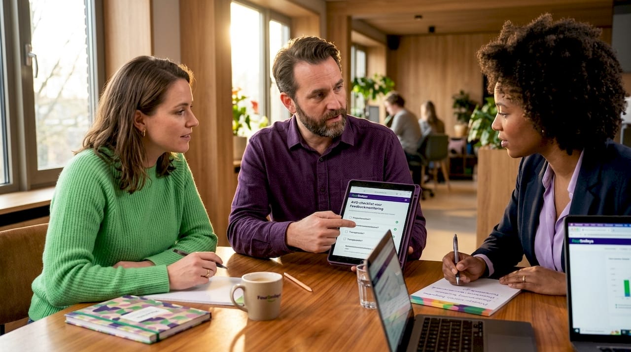 Collega’s gaan in gesprek over privacy bij het monitoren van feedback