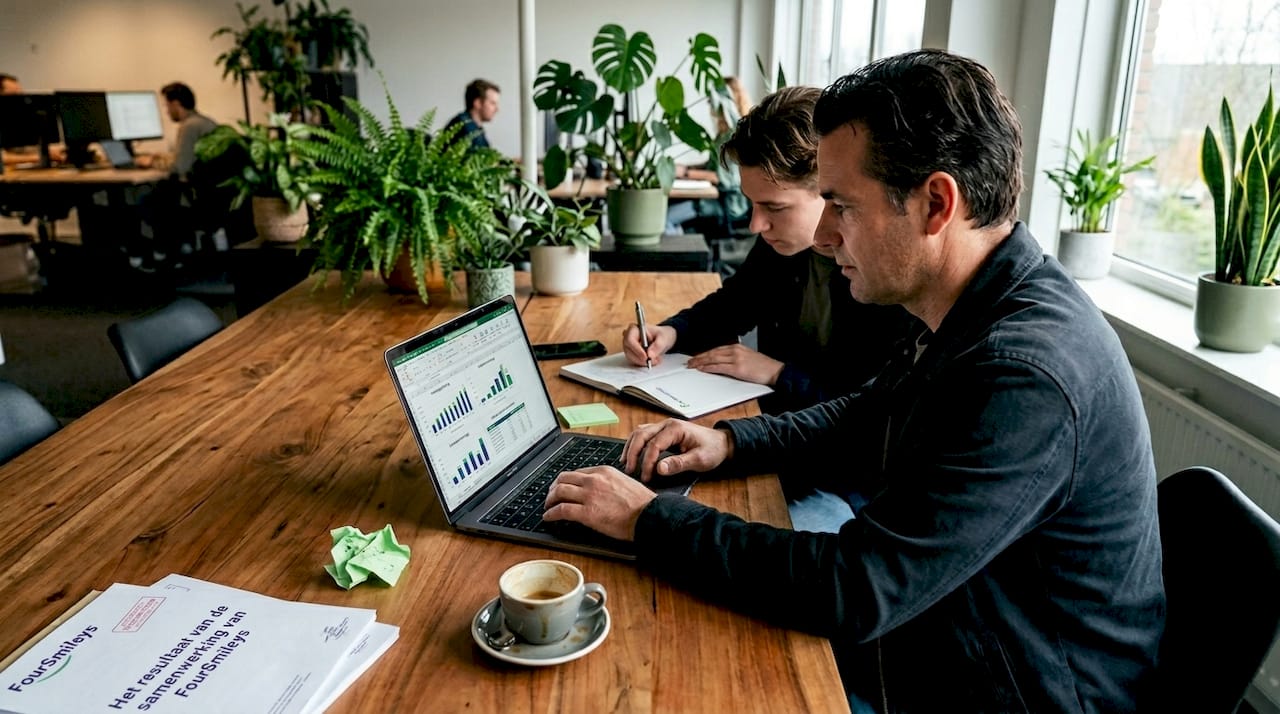 De manager analyseert feedbackgegevens tijdens een vergadering.