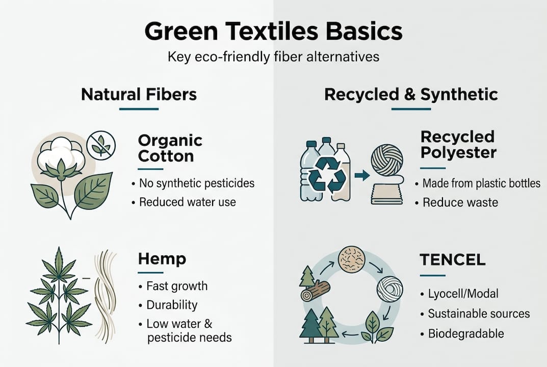 Infographic outlining types of green textiles