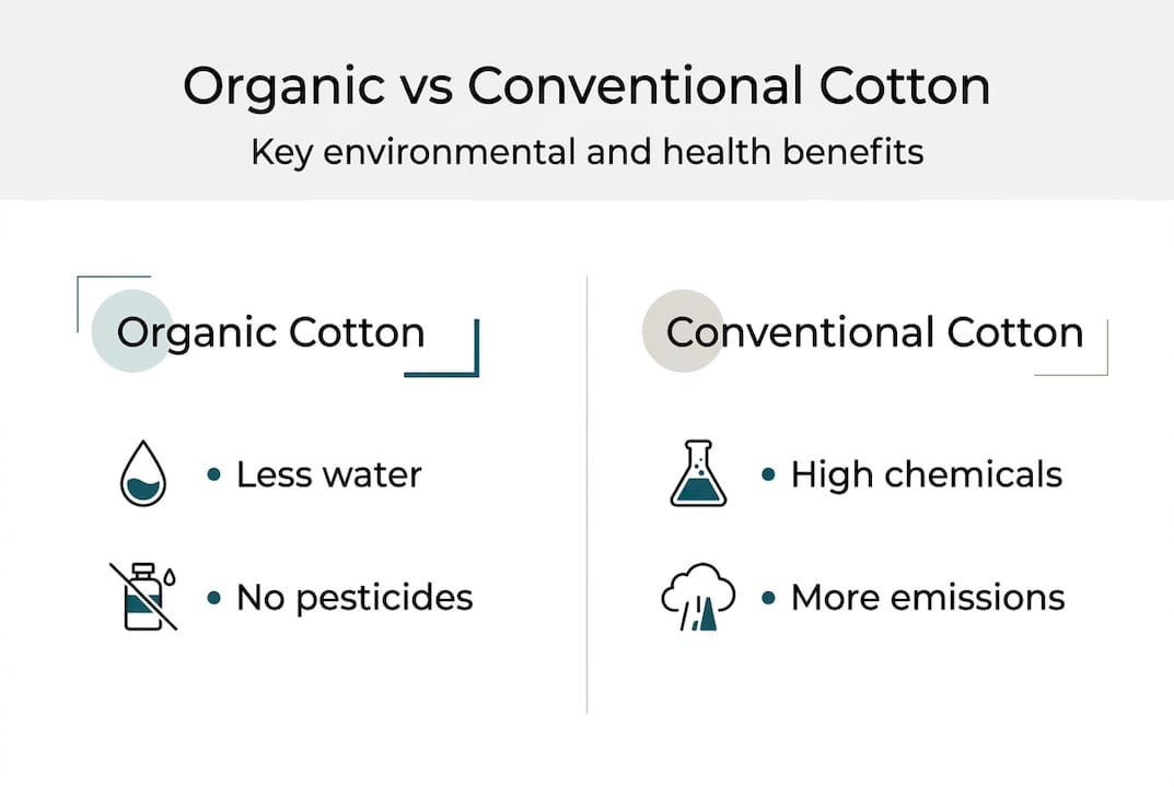 Infographic comparing organic and conventional cotton benefits