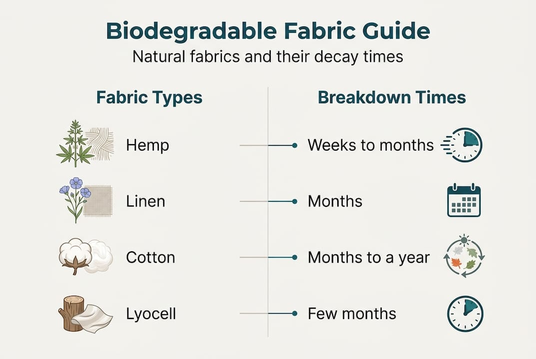 Infographic comparing biodegradable fabrics and decay times