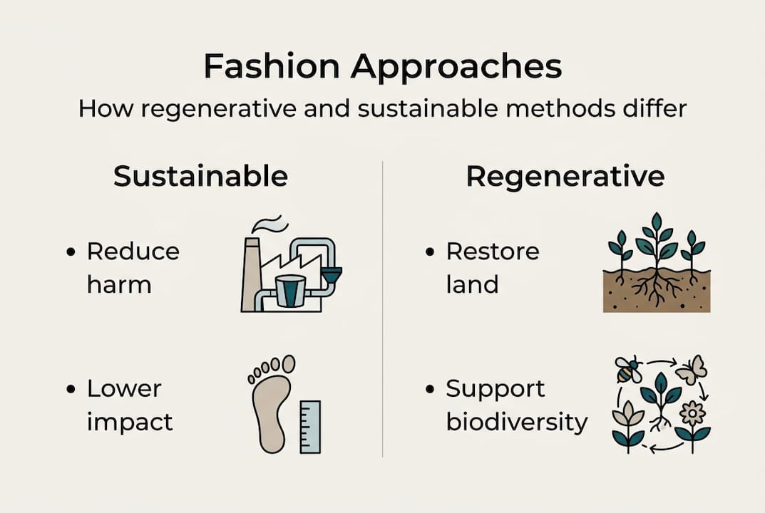 Infographic comparing sustainable and regenerative fashion