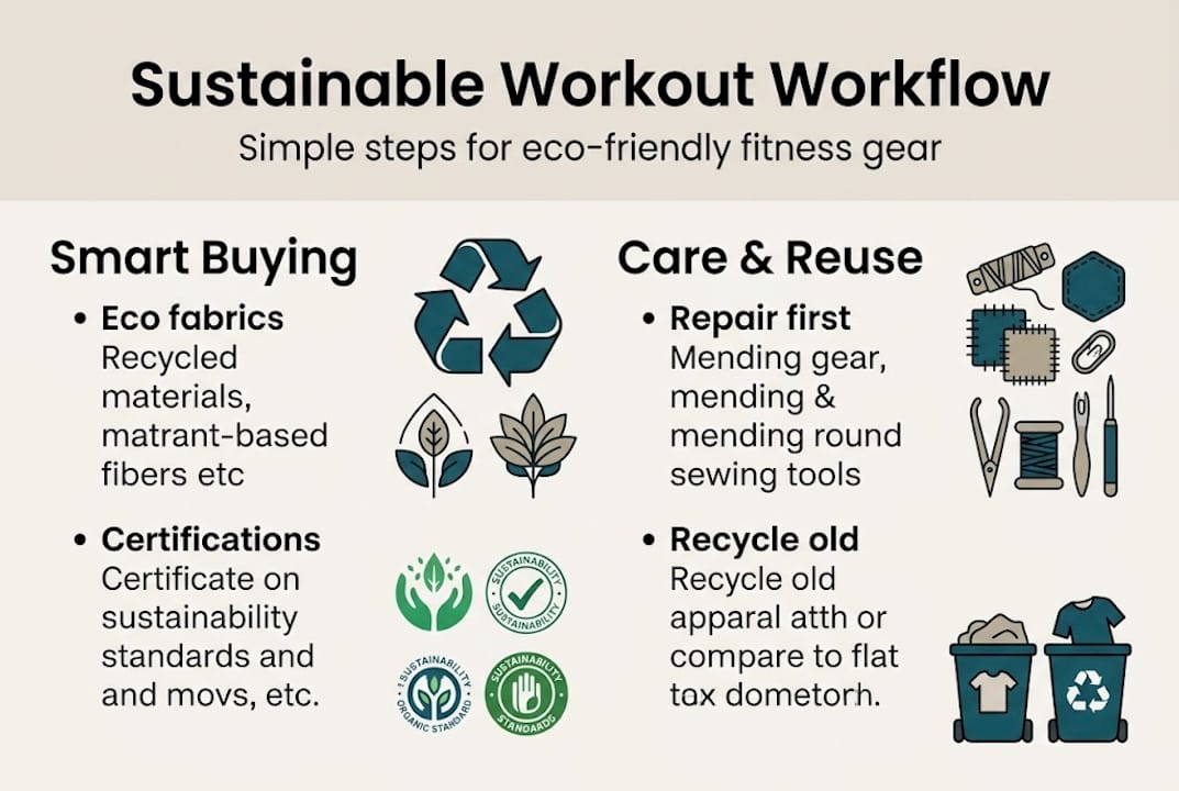 Infographic of sustainable workout clothes workflow
