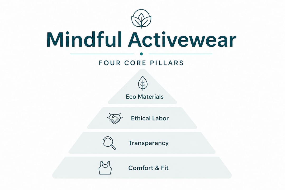 Hierarchy pyramid infographic of mindful sportswear pillars