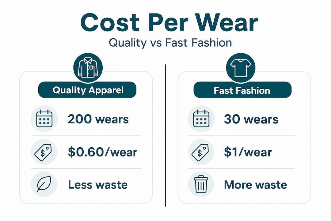 Infographic comparing cost per wear quality and fast fashion