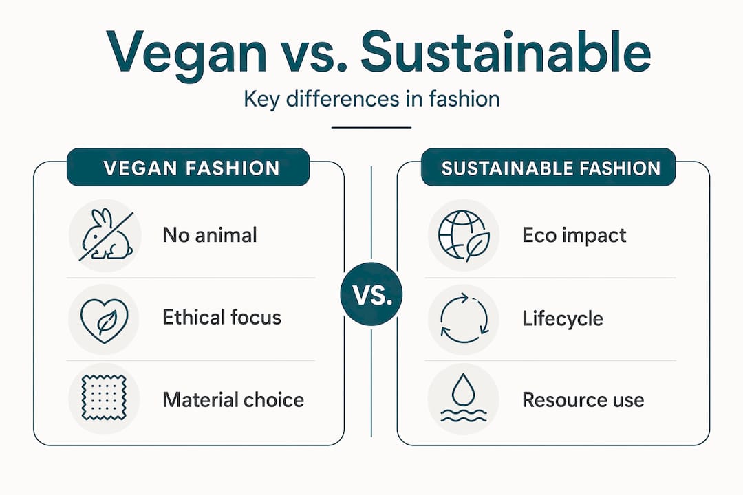Infographic comparing vegan and sustainable fashion