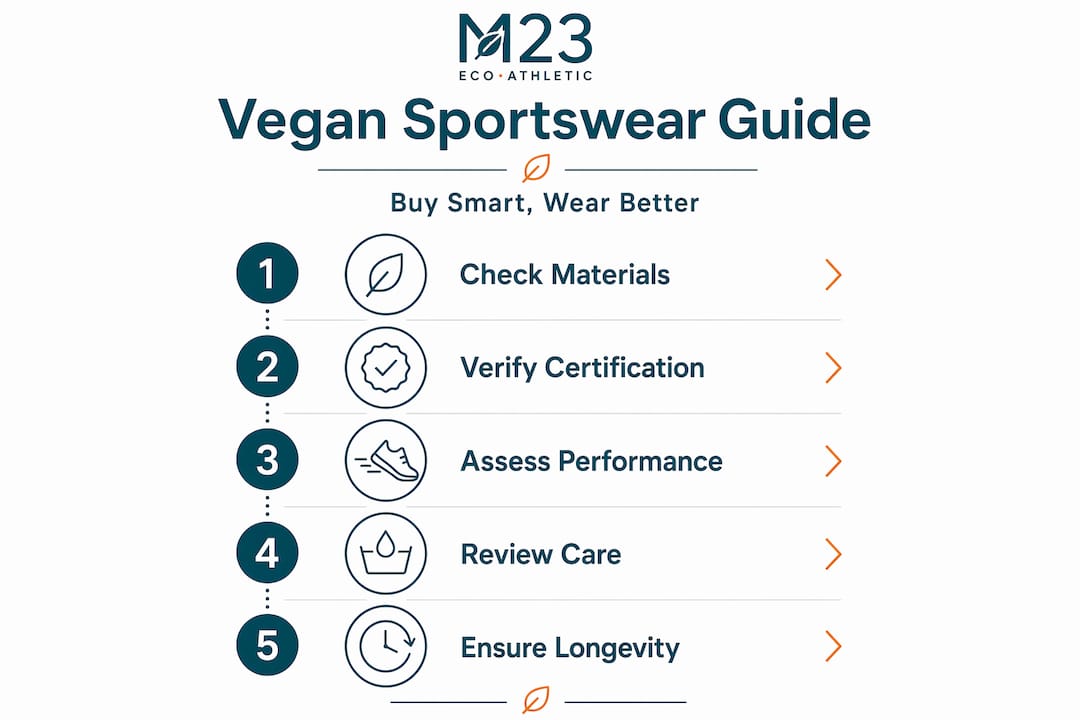 Infographic with five-step vegan sportswear checklist