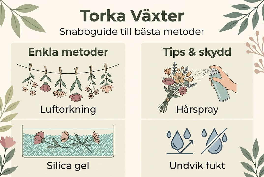 Guide: Så torkar du växter – olika metoder i överskådlig infografik
