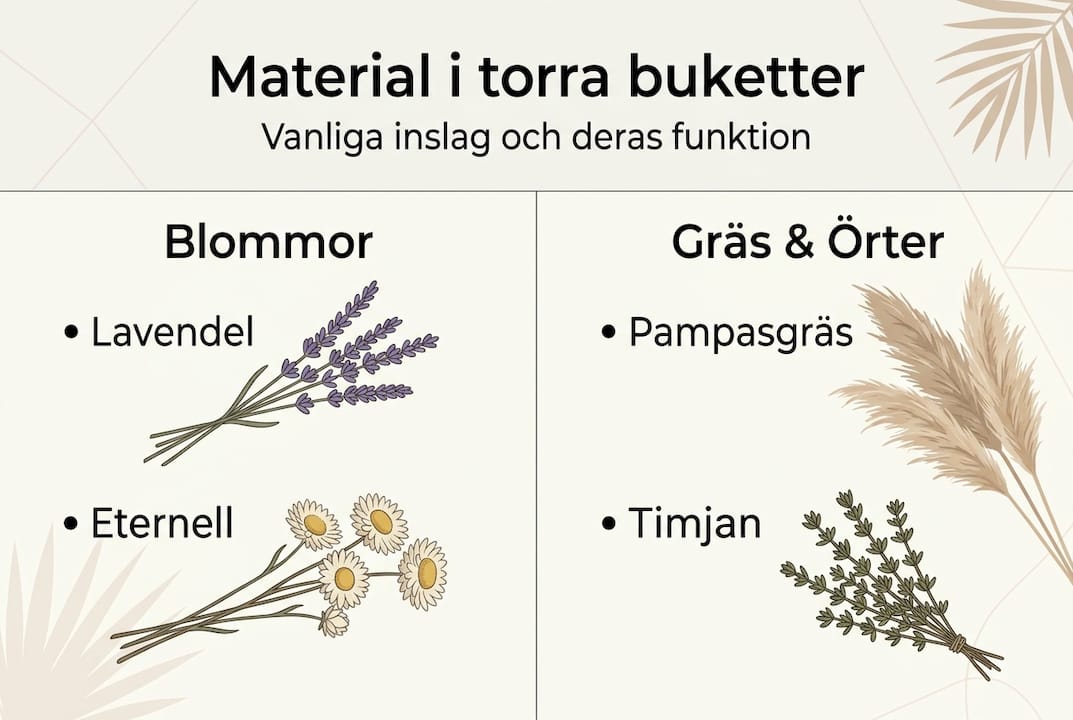 En guide till populära material i torkade blomsterarrangemang