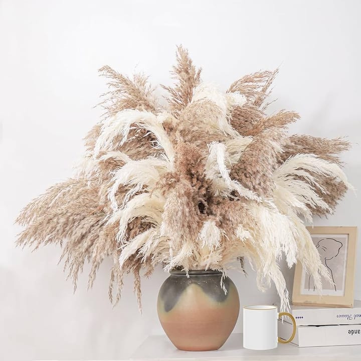 Amazon.com: 28" inch 20 Stems Large Pampas Grass Decor - Fluffy ...