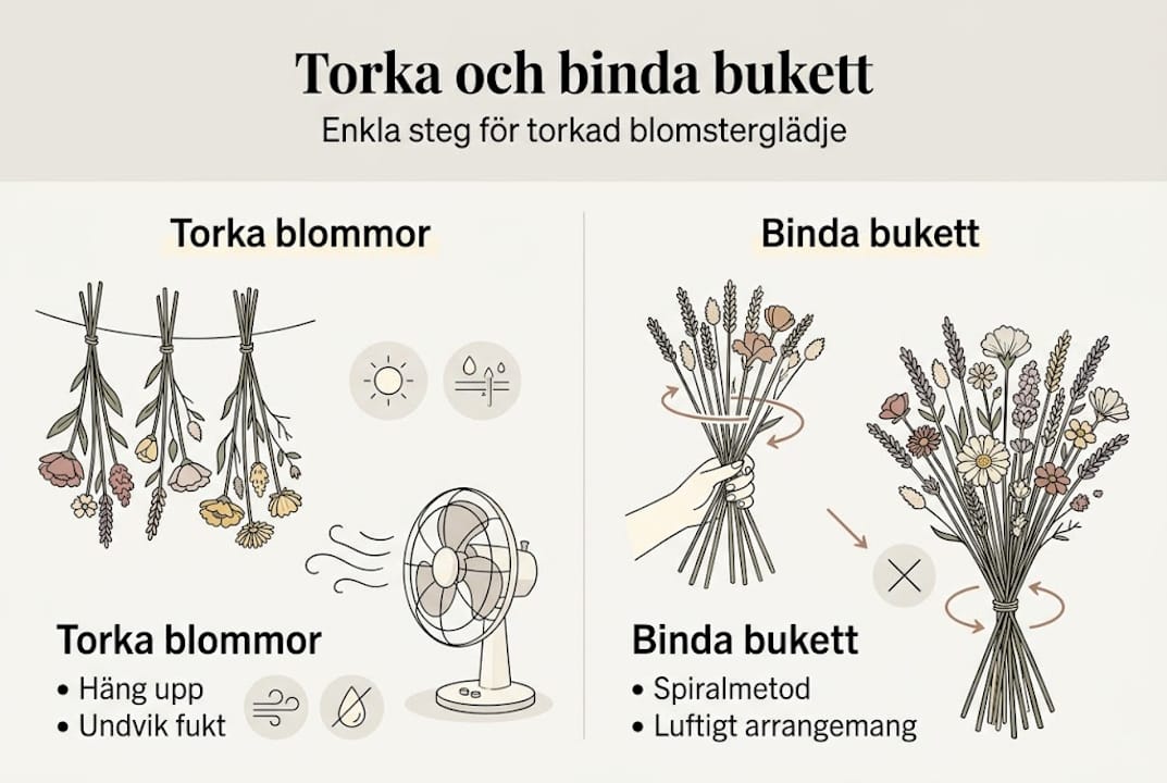 Så gör du din egen torkade bukett – steg för steg i infografik