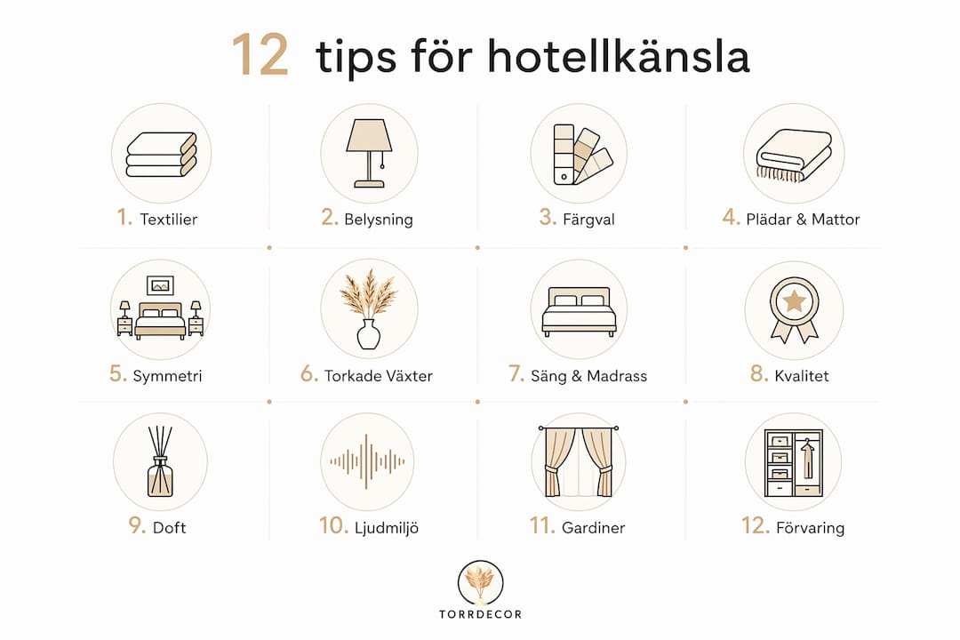 Guide: 12 smart knep för att skapa hotellkänsla i ditt sovrum