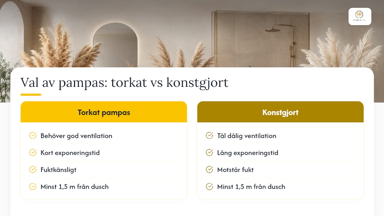 Jämförelse mellan torkat och konstgjort pampasgräs