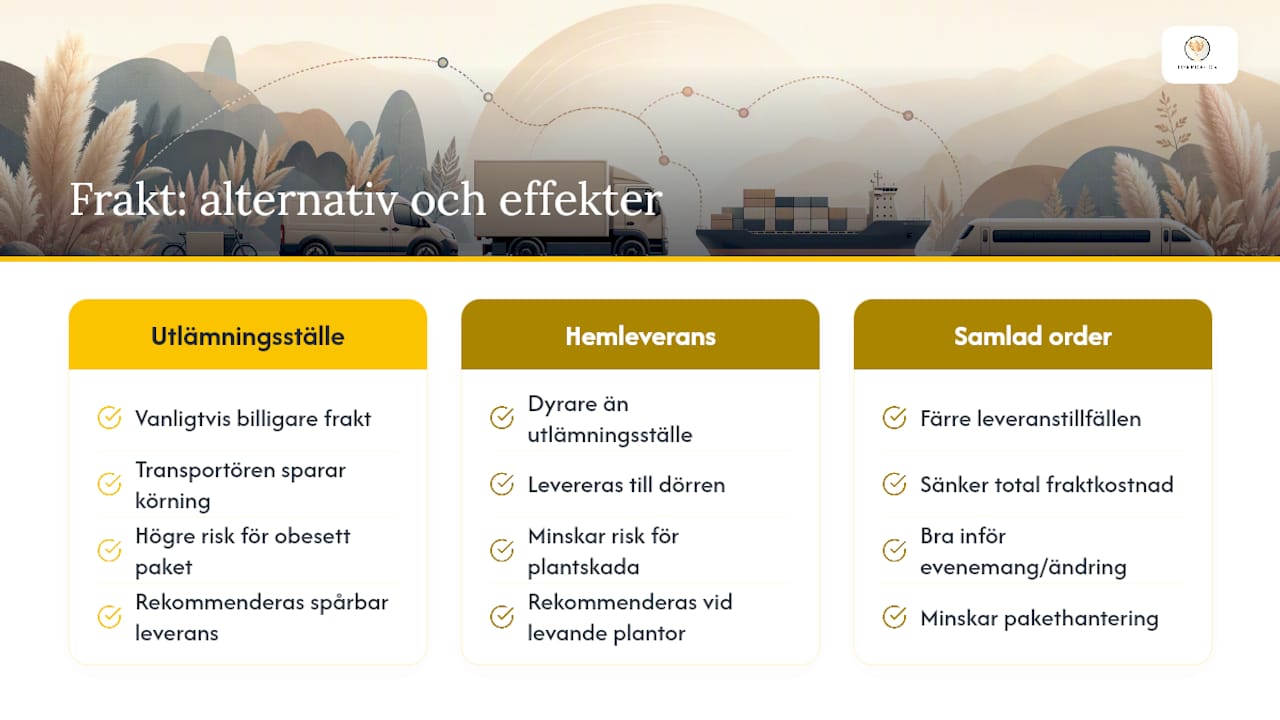 Jämförelse av fraktalternativ och samlad order