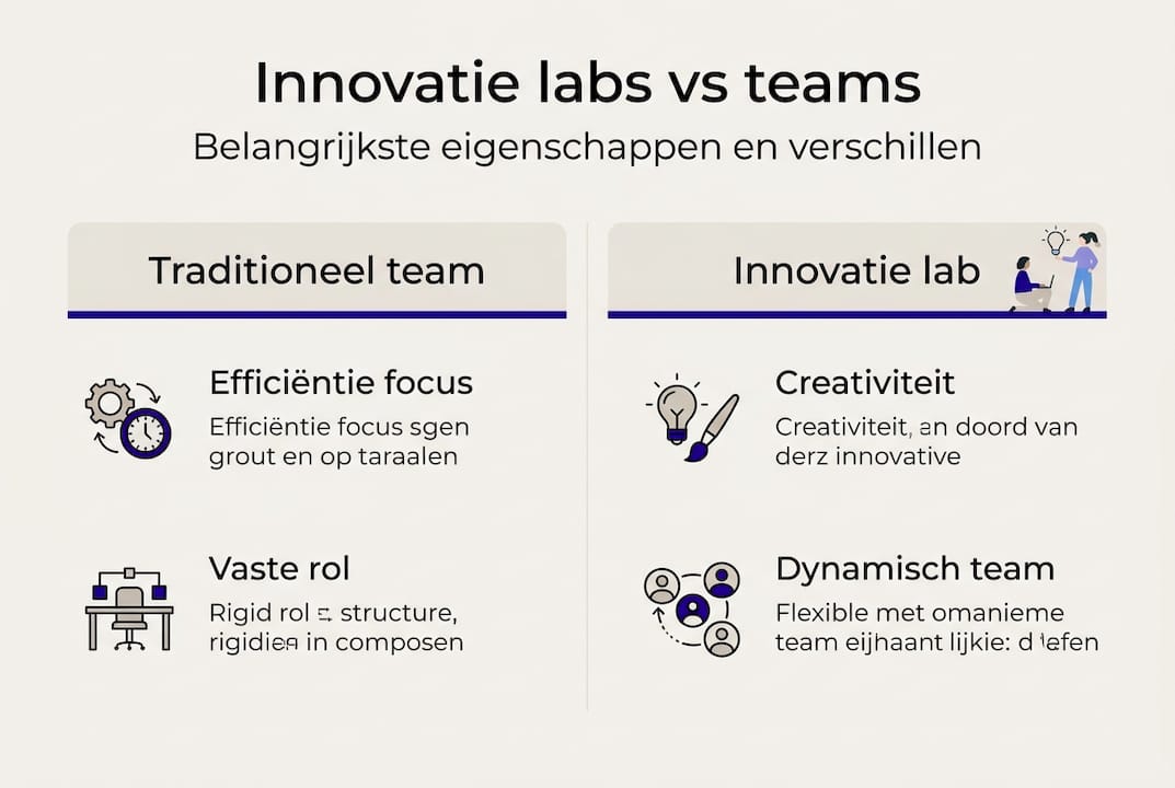 Infographic: innovatie labs tegenover innovatie teams