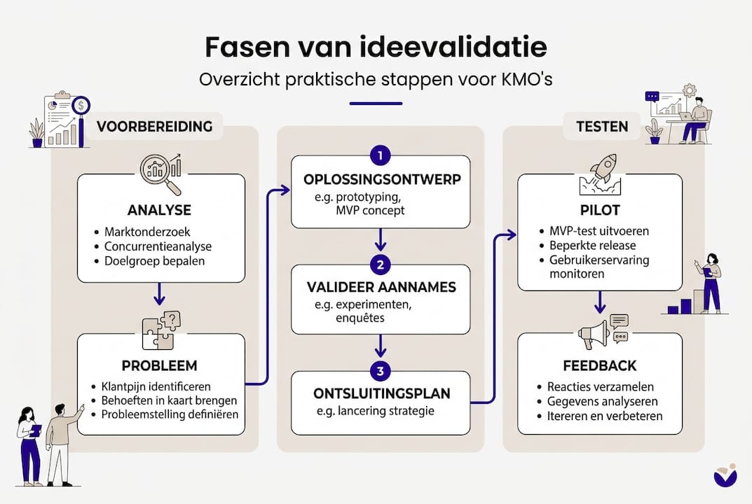 Infographic met een helder stappenplan voor het valideren van je idee