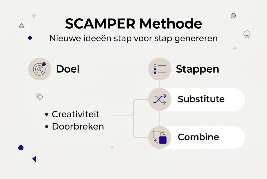 Infographic: Belangrijkste punten van de SCAMPER-methode