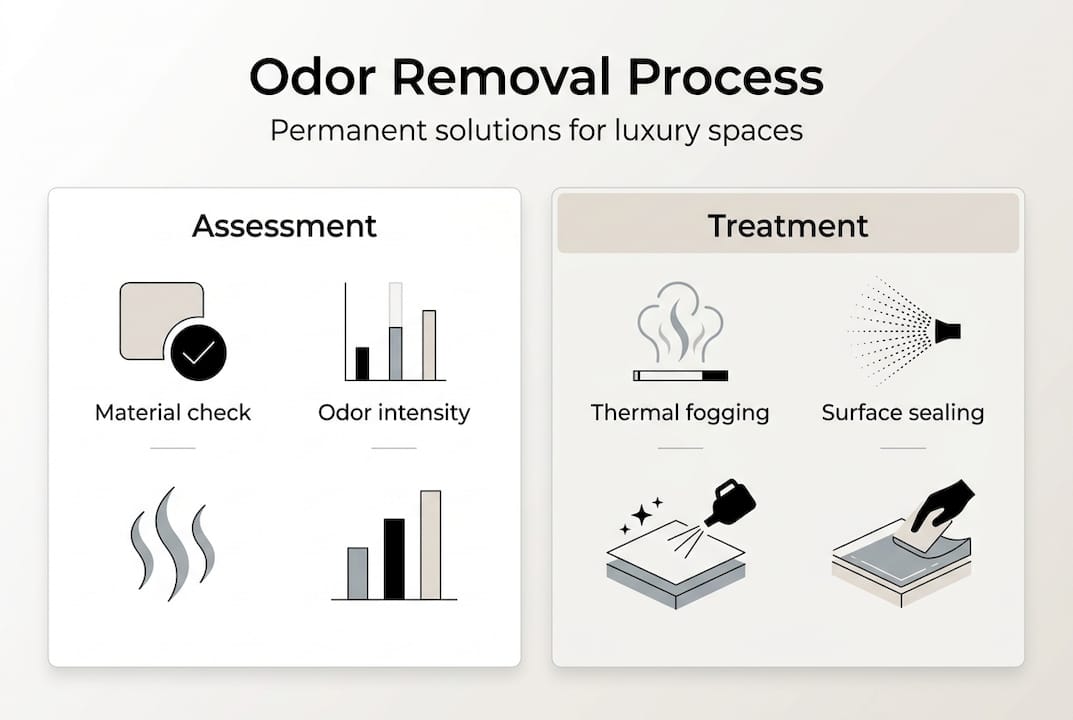 Infographic summarizing luxury odor removal steps