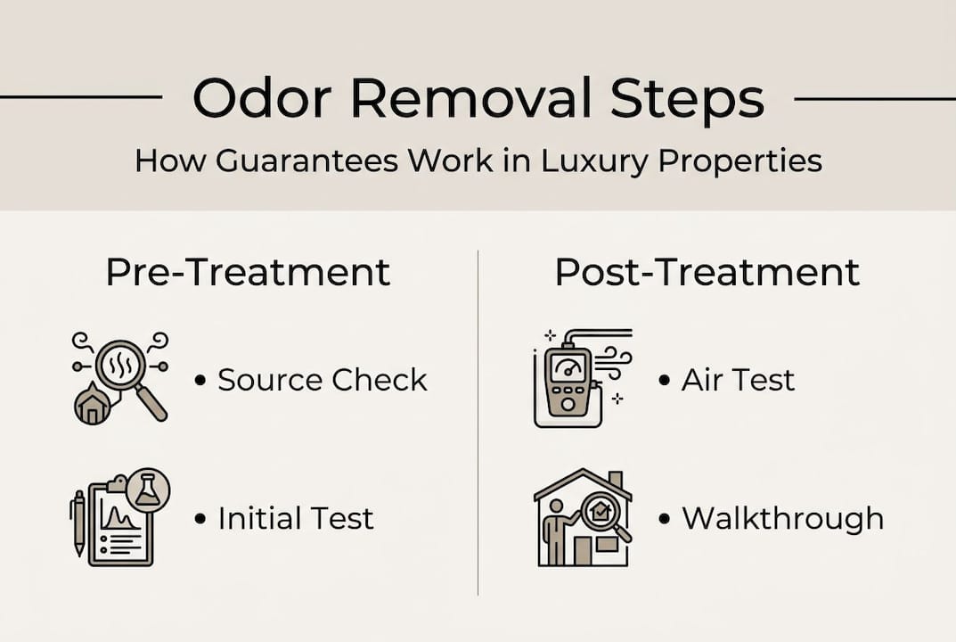 Infographic showing odor removal guarantee steps