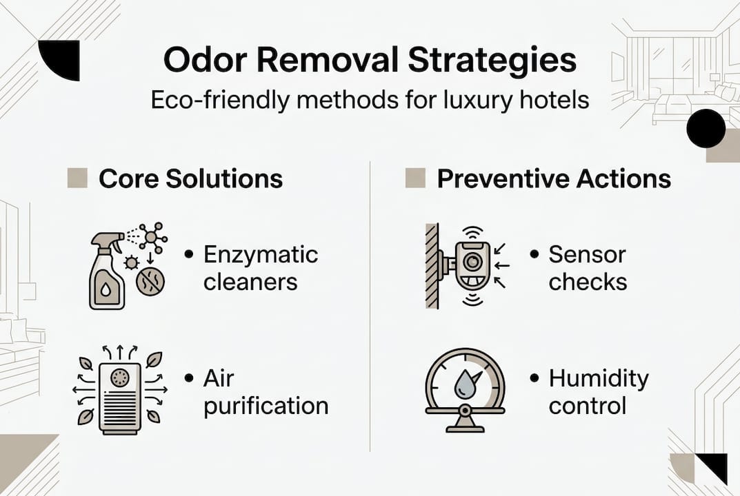 Infographic showing eco-friendly hotel odor removal methods