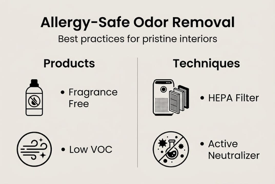 Infographic allergy-safe odor removal products and techniques