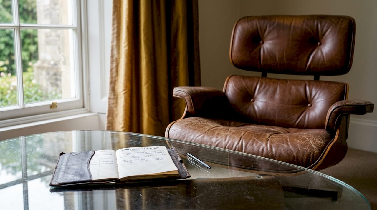 Cracked leather and faded textiles from ozone