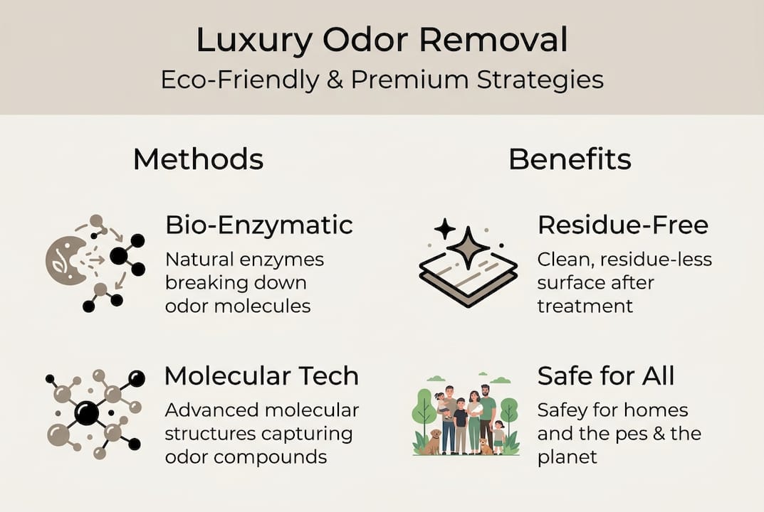Infographic about luxury eco odor removal methods and benefits