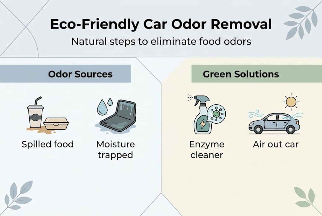 Infographic on green car odor removal methods