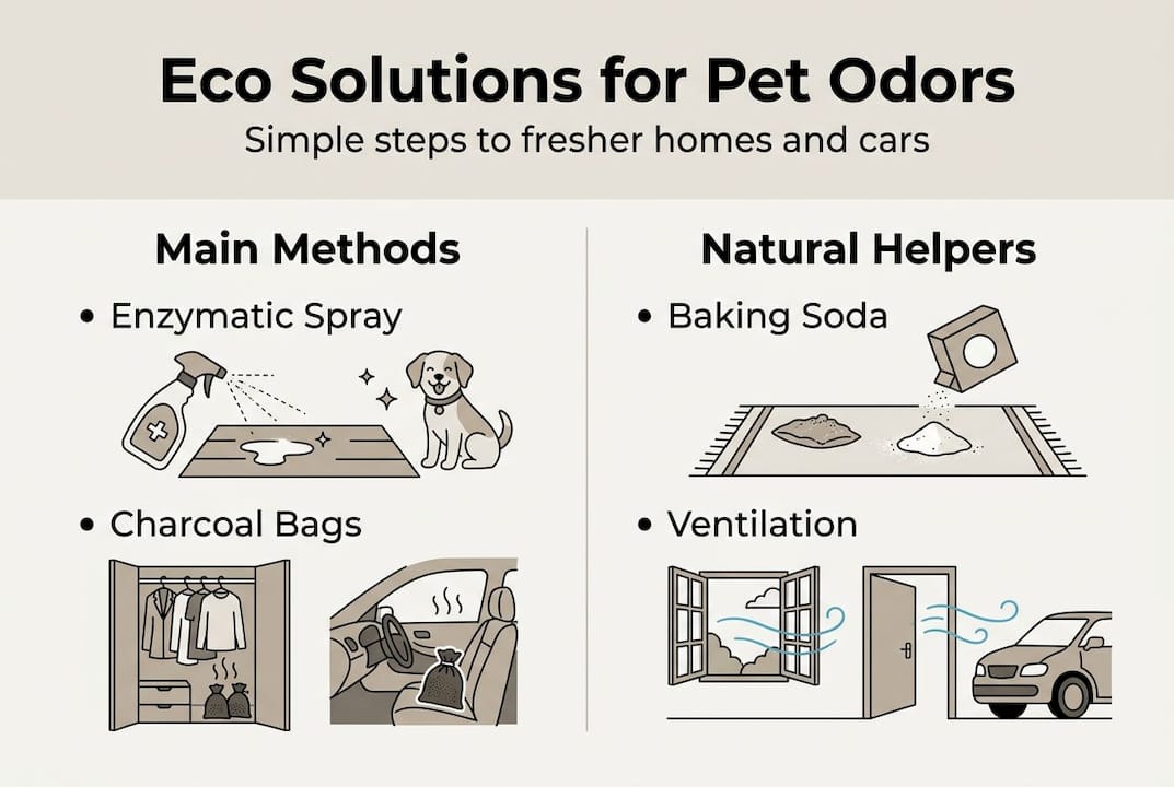 Infographic showing eco-friendly pet odor solutions